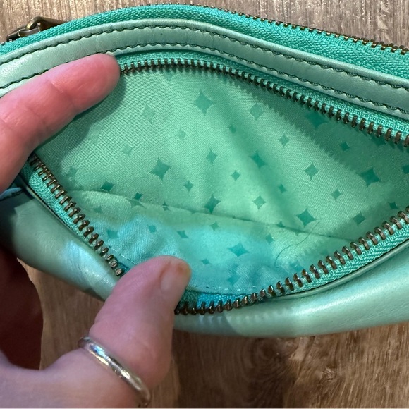 Vintage Fossil Wallet Mini Purse Pistachio Green Leather Clutch 90's Purse Bag - Picture 6 of 8